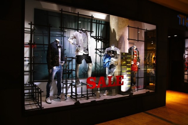men clothing store window display