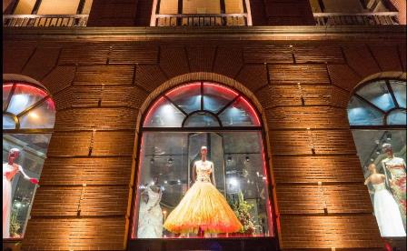 wedding dress store window display