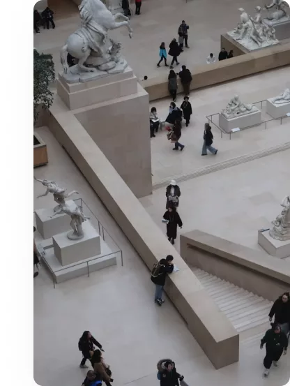 T.M.A.S. real-time occupancy monitoring showing 87 out of 100 capacity in a museum — live visitor count and capacity alerts